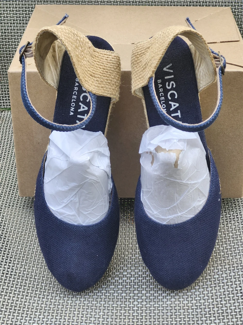 NWOT Viscata Barcelona Navy Blue Canva Wedge Espadrilles Size 41 US 10